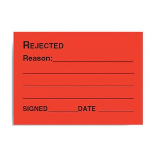Quality Assurance Labels - Rejected Signed Date