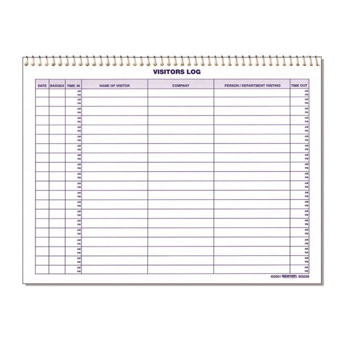 Visitor Log Book 50 Page 1000 Entries