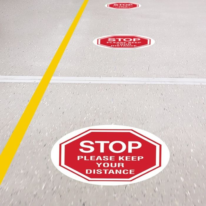 Floor Marking Sign - Stop Please Keep Your Distance