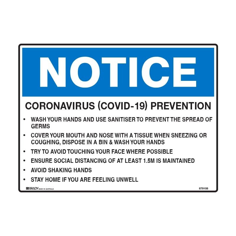 Notice Sign - Coronavirus (COVID-19) Prevention
