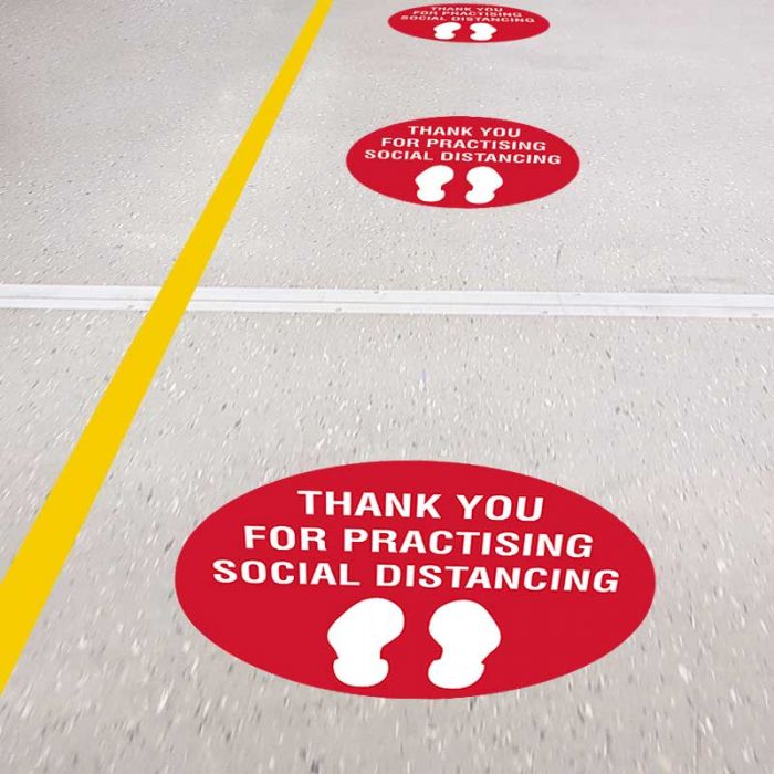 Floor & Carpet Marking Sign - Thank You For Practicing Social Distancing
