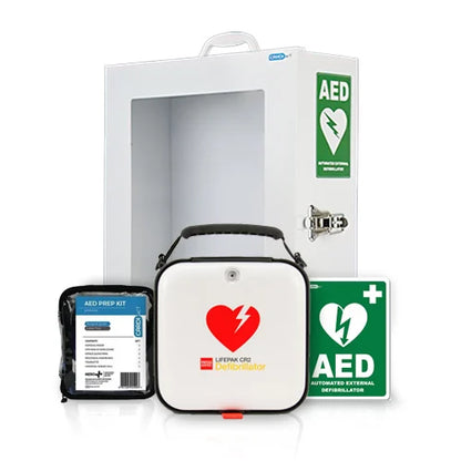 LIFEPAK CR2 Essential Fully-Automatic Defib Bundle + FREE First Aid Kit