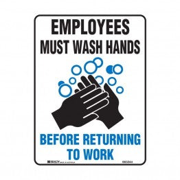 Hygiene And Food Safety Sign - Employees Must Wash Hands Before Returning To Work